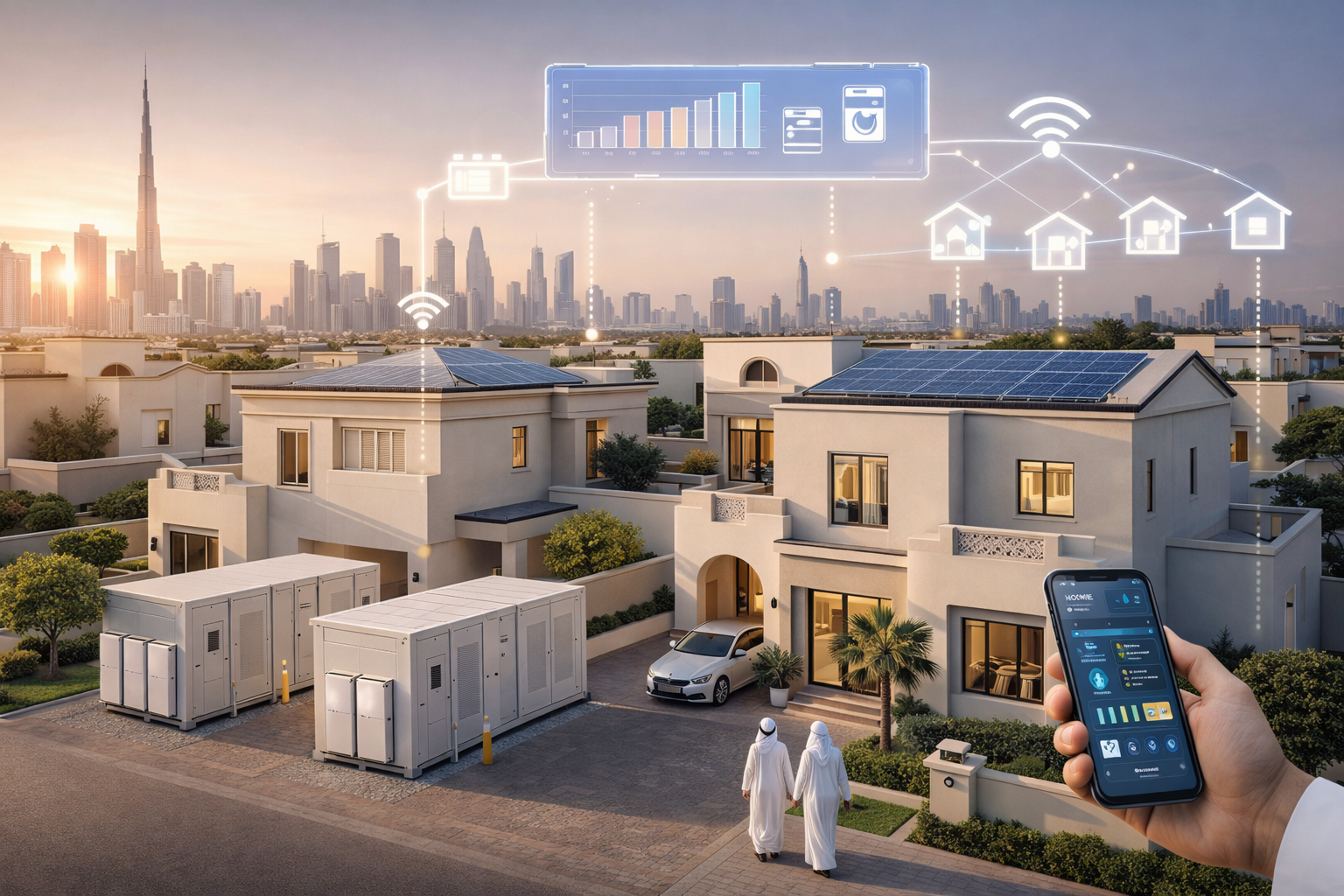 Residential development in the UAE with solar rooftops